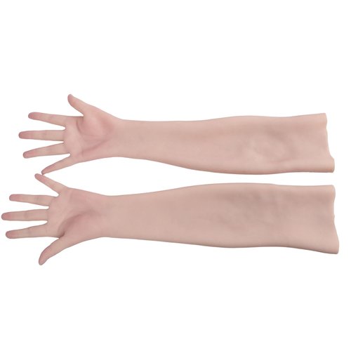 EQAIWUJIE Realistic Silicone Gloves for Crossdressers or prosthetics Soft Silicone Gloves Fake Female Hand (Left Arm, Tan)