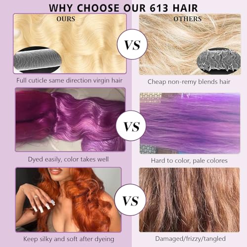 613 Bundles Human Hair Body Wave Single Bundle 32 Inch Blonde Human Hair Bundles 12A Grade 100% Unprocessed Brazilian Virgin Hair Weave Body Wave 100G Machine Double Weft