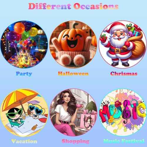 Colored Hair Extensions Clip In, 12 Pieces, 6 Blue + 6 Teal Blue