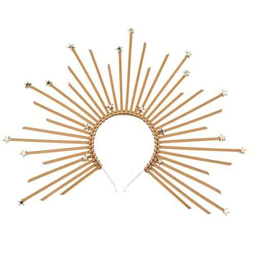 Mary Crown Headband Goddess Spiked Zip Tie Pentagram Hairband Halloween Headdress for Women