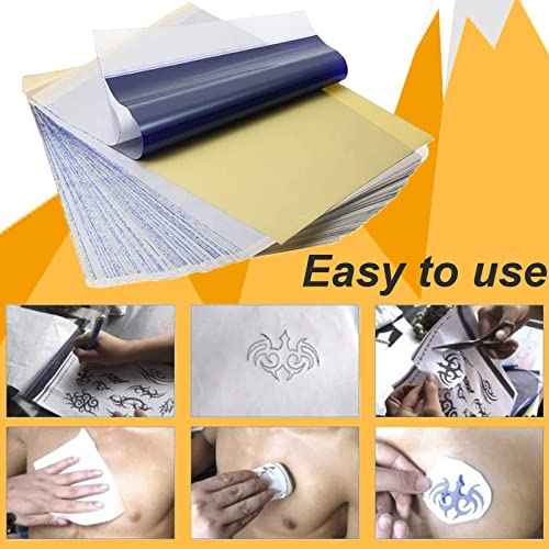 Yuelong 40PCS Tattoo Skin Practice and Transfer Paper Kit Includes 10PCS Double Sided Blank Fake Skin and 30PCS Stencil Paper for Tattoos Practice Tattooing Microblading Supplies