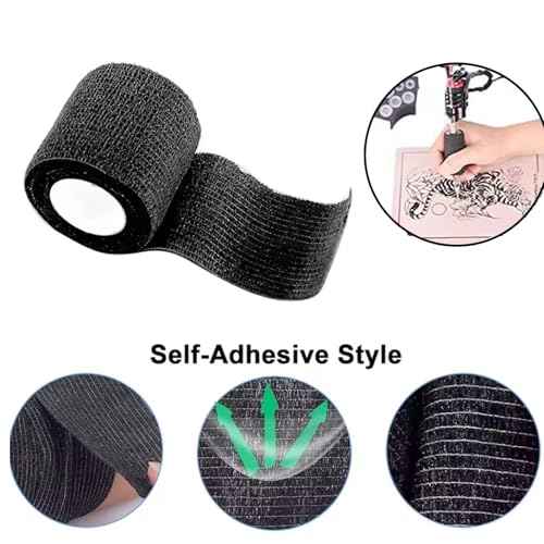 Professional Tattoo Machine Covers & Grip Tapes - 200pcs Tattoos Pen Covers and 4pcs Grip Tapes, Waterproof Tattoos Gun Wrap for Artists, Reusable Tattooing Equipment Sleeve Protectors