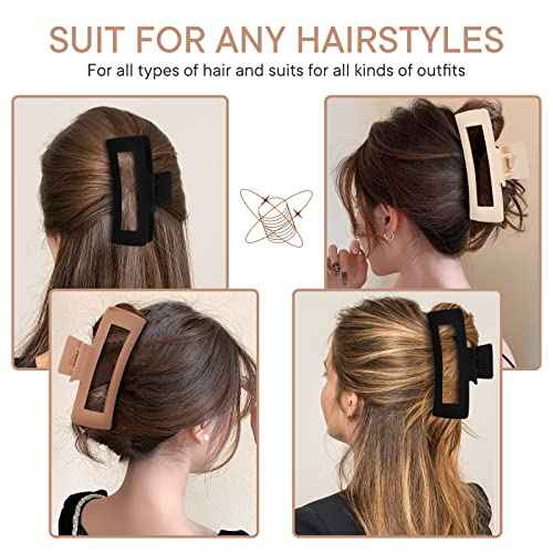 4 Pack 5 Inch Extra Large Claw Clips for Thick Hair, Matte Non-slip XL Big Claw Clips for Long Thick Curly Hair, Jumbo Claw Clip Hair Accessories for Women and Girls