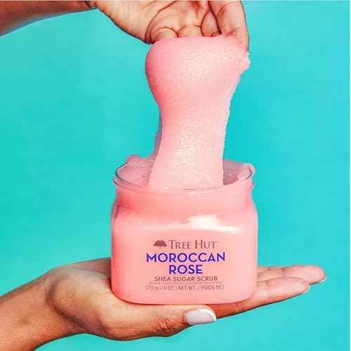 Tree Hut Moroccan Rose Shea Sugar Scrub, Exfoliating & Hydrating Body Scrub with Shea Butter & Essential Oils, Smooth & Soften Skin, Holiday Gift & Stocking Stuffer, 18 oz