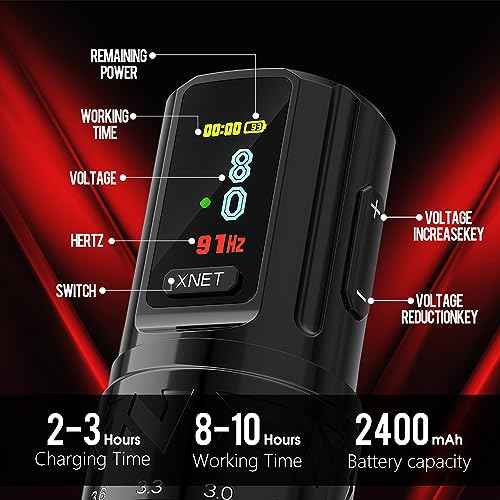 Xnet Vipera Adjustable Stroke Tattoo Machine - Wireless Tattoo Gun, Rotary Cartridge Tattoo Pen with Extra 2400mAh Battery Coreless Motor Tattoo Supply for Professional Tattoo Artists& Beginners,Black