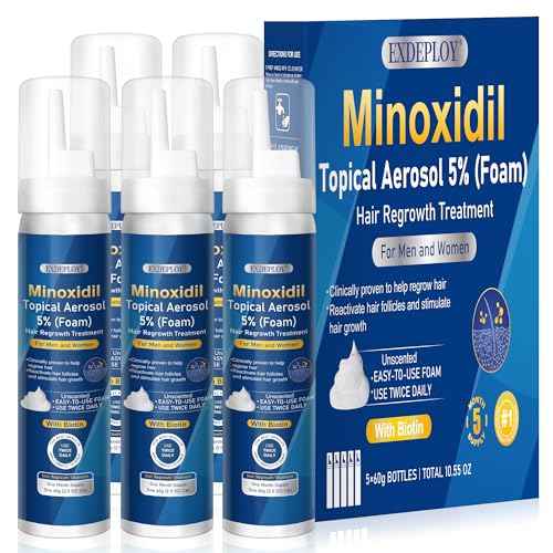 5% minoxidil foam for men-5pack£¬ Infused with Biotin, Hair Growth Treatment, Supports Thicker and Fuller Hair & Beard (10.5oz, 5 Month Supply)