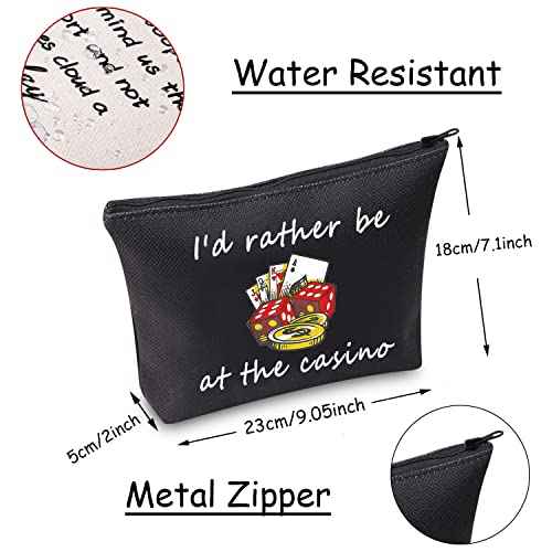 JXGZSO Gambler Gift I'd Rather Be At The Casino Makeup Bag Lucky Dice Pouch Bag Casino Lover Gift (Casino black)
