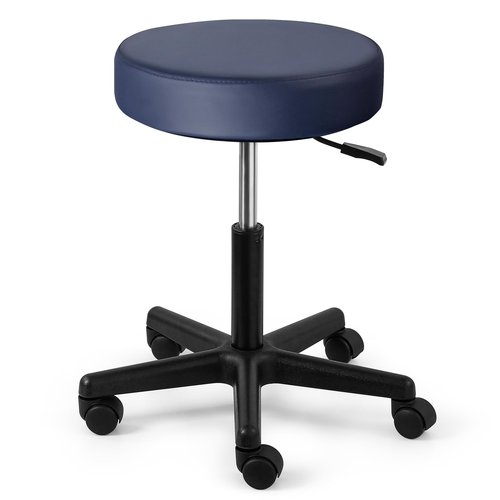 JMU Rolling Stool Heavy Duty 400lb with Wheels, PVC Leather Large Seat,Swivel Rolling Adjustable Height Stool,for Dentists Healthcare (Navy Blue)