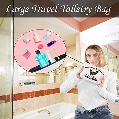 LEVLO Funny Bunnies Lovers Gift Because Bunnies Are Freaking Awesome Makeup Bag Bunnies Mom Cosmetic Zipper Pouch(Because Bunnies)