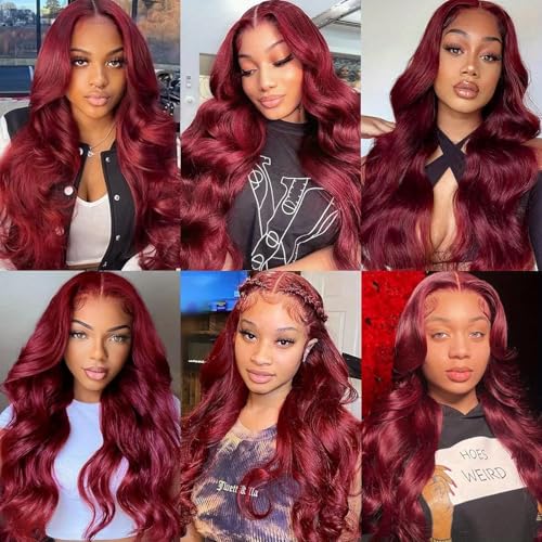 99J Human Hair Bundles Burgundy Body Wave Bundles 12 14 16 inch Mixed Length Brazilian Remy Red Human Hair Bundle 300g