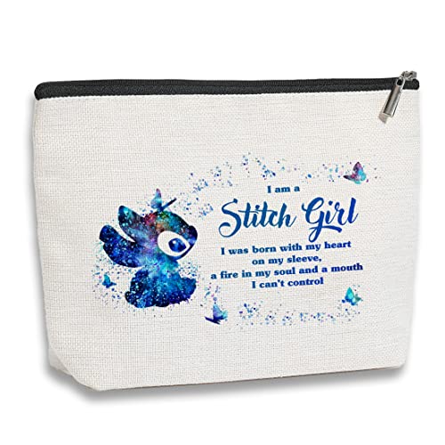 Funny Cartoon Cosmetic Bag for Anime Fans, Cartoon Movie Inspired Makeup Bag, Travel Toiletry Makeup Organizer Zipper Pouch, I Am A Girl Bag Gifts for Tv Fans Girls