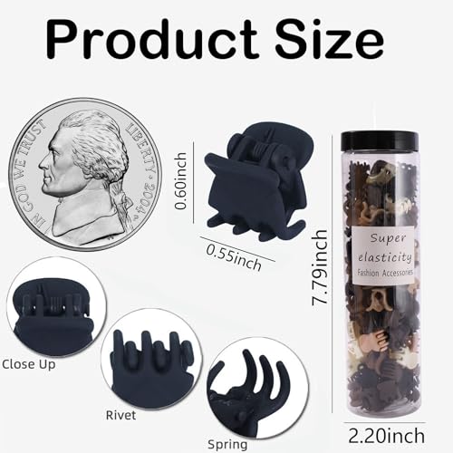 50Pcs Small Matte Hair Claw Clips, Mini Clips for Girls Women - Cute Tiny Claws for Thin Hair, Strong Grip, Neutral Color for Birthday, Christmas, Party Gifts