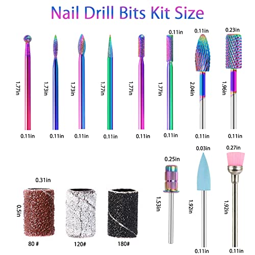 BQAN Nail Drill Bits, 10Pcs 3/32 in Carbide Professional Drill Bit Set for Nail Tech, Remove Acrylic Gel Nails, Manicure with 75Pcs File Sanding Bands (#80#120#180 Grits)