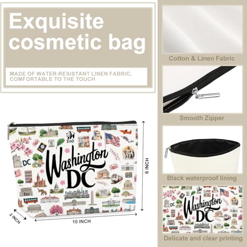 4PCS Washington DC Themed Makeup Bag Washington dc Souvenirs Gift for Women, Best Friend, Sister - Travel Friendly Cosmetic Bag, Birthday Christmas Present