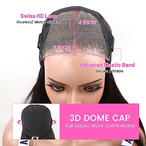 BLY 6x4 HD Lace Glueless Bob Wig Human Hair Ready to Wear and Go Short Bob Lace Pre Cut Wig Afro Kinky Curly 4C Hair 16 Inch for Women Pre Plucked Natural Black Color