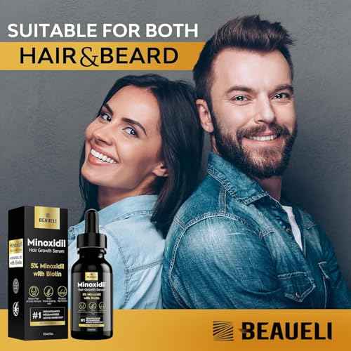 5% Minoxidil Hair Growth for Men and Women: Extra Strength Minoxidil Beard Regrowth Treatment Serum with Biotin for Thinning Hair Loss to Grow Thicker Fuller 30ml 2 Bottles