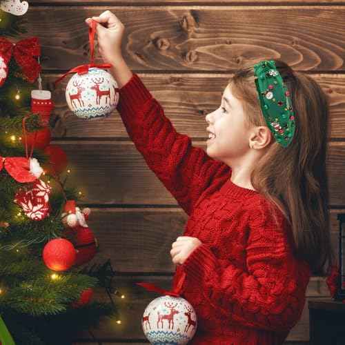 Christmas Green Headband for Women Girls Knotted Headband Red Green Pearl Rhinestone Wide Top Knot Headpiece Holiday Hair Accessories Dress Outfits Gifts