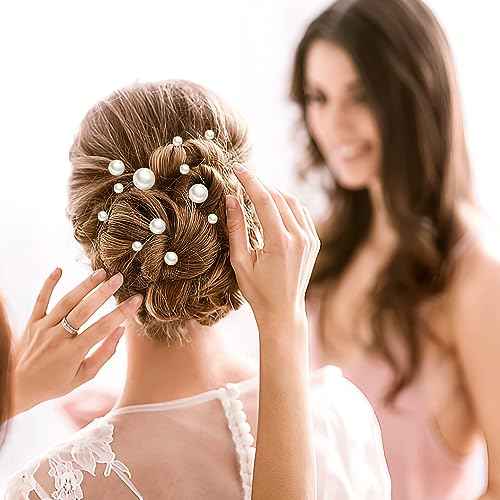 18 Pieces Wedding Pearl Hair Pins, U Pearl Shaped Hair Accessories for Brides Bridesmaids Women, Gold