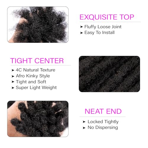 0.6 cm Width 8 Inch 60 Strands Human Hair Loc Extensions, Natural Black 100% Full Handmade Permanent Real Human Hair Dreadlock Extensions for Women/Men/Kids Can Be Dyed Bleached Curled Twisted