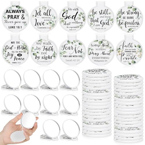 80 Pcs Christian Compact Mirrors Bulk, Christian Party Favors Religious Gifts for Women, Folding Compact Mirrors with Bible Gifts for Christmas