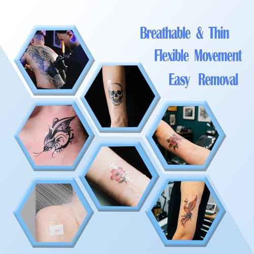 6 Rolls Tattoo Aftercare Bandage - Second Skin Tattoo Cover Up Patch Tape Tattoos Waterproof Bandage Transparent Film for Healing Tattoos Supplies Swimming Shower (2 Inch, 4 Inch, 6 Inch)