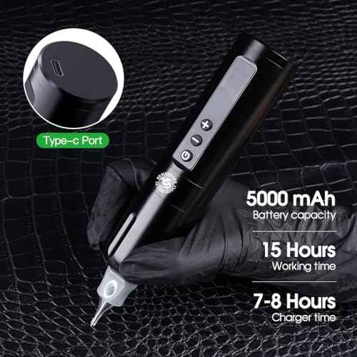 Dragonhawk Pro Wireless Tattoo Gun Kit L2 Tattoo Machine Pen 5000mAh Battery Power Supply Beginner Complete Tattoo Kit Needles Cartridges Black Inks