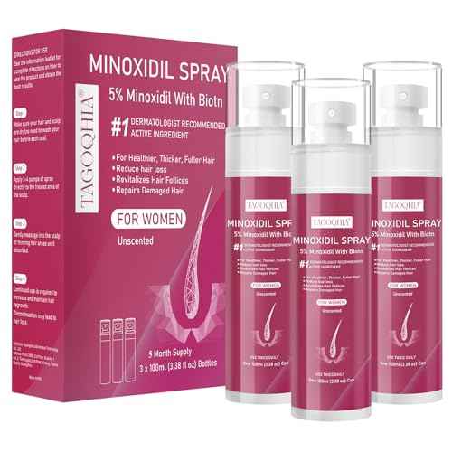 5% Minoxidil for Women Hair Regrowth Spray, hers hair regrowth treatment Infused with Biotin, Extra Strength Treatment to Combat Hair Loss and Thinning, 3 Bottles