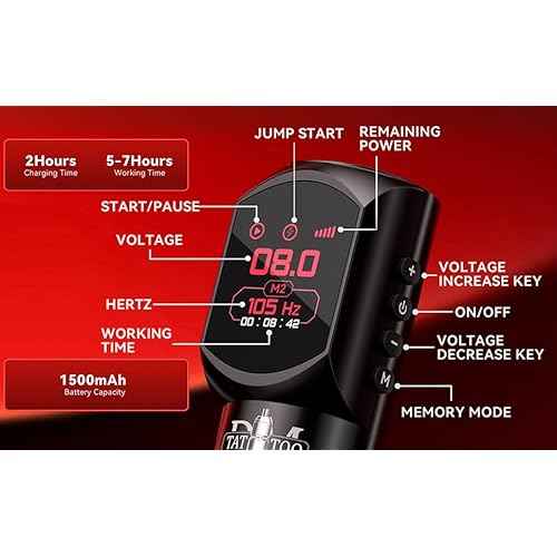 Tattoo Gun 4.0mm Stroke Length Wireless Tattoo Machine with Ultra OLED Display Screen Tattoo Pen with 1500mAh Battery Compact Lightweight Design for Tattoo Beginners and Artists