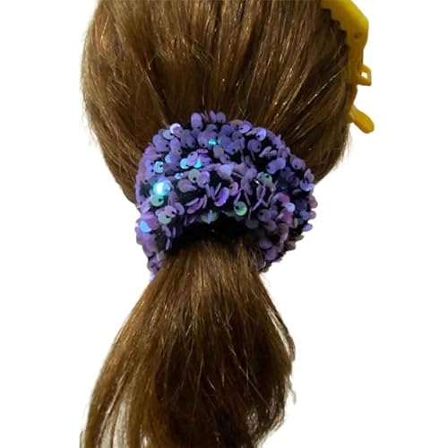 7 Pcs Sparkle Mermaid Sequins Dance Scrunchies Cheer Hair Scrunchies For Thick Hair School Performance Scrunchy Sports Ponytail Holder Wrist for Girls Cosplay Show (Red)