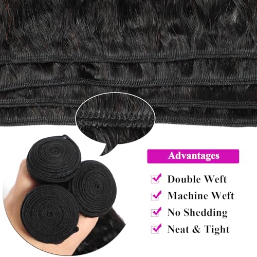 Kinky Straight Human Hair Bundles Yaki straight 3 Bundles Human Hair For Black Women Natural Black 14 16 18 Inch Kinky Straight Bundles