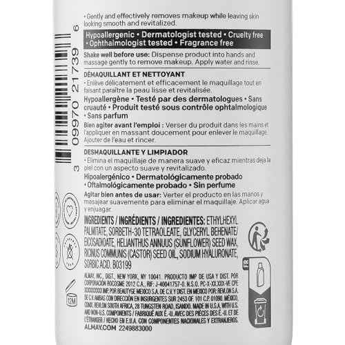 Almay Moisturizing Makeup Remover, Dermatologist Tested and Fragrance-Free, Hypoallergenic Cleanser, Removes Regular and Longwear Formulas, 4 Fl Oz (1 Pack)