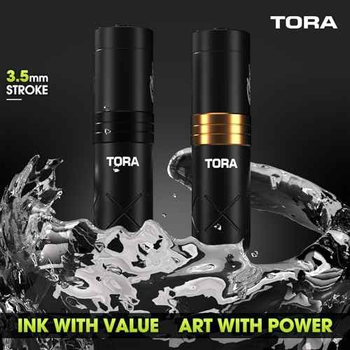 Filter Tora Tattoo Gun 3.5mm Stroke, Tattoo Machine Pen with 1600mAh Battery Power Rotary Tattoo Gun for Beginners and Artists (Blue Purple)