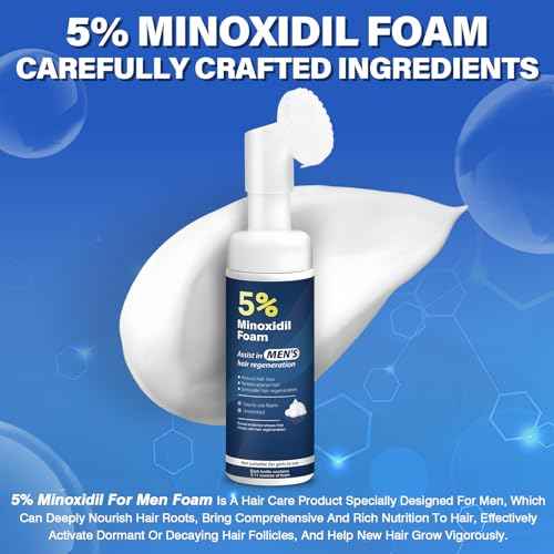 Minoxidil 5% Foam for Men Hair Growth Foam Suitable for Hair Thinning Receding Hairline and Hair Loss to Hair Regrowth Get Thicker Fuller Hair 3 Bottles 2.11 Ounces Each