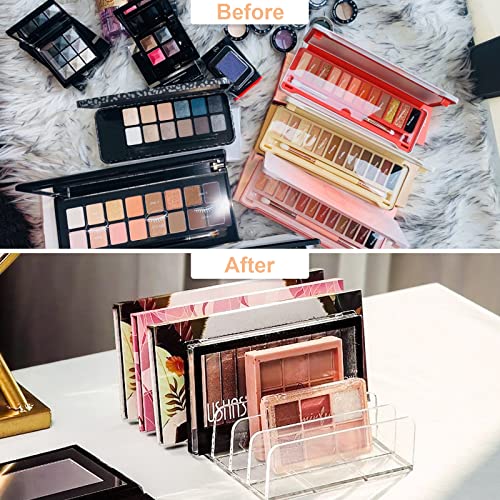 2 Pack Acrylic Makeup Palette Organizer,7 Spaces Plastic Makeup Holder Organizer,Accessories Storage Organizer for Eyeshadow Palettes,Contour Kits,Blush,Clear