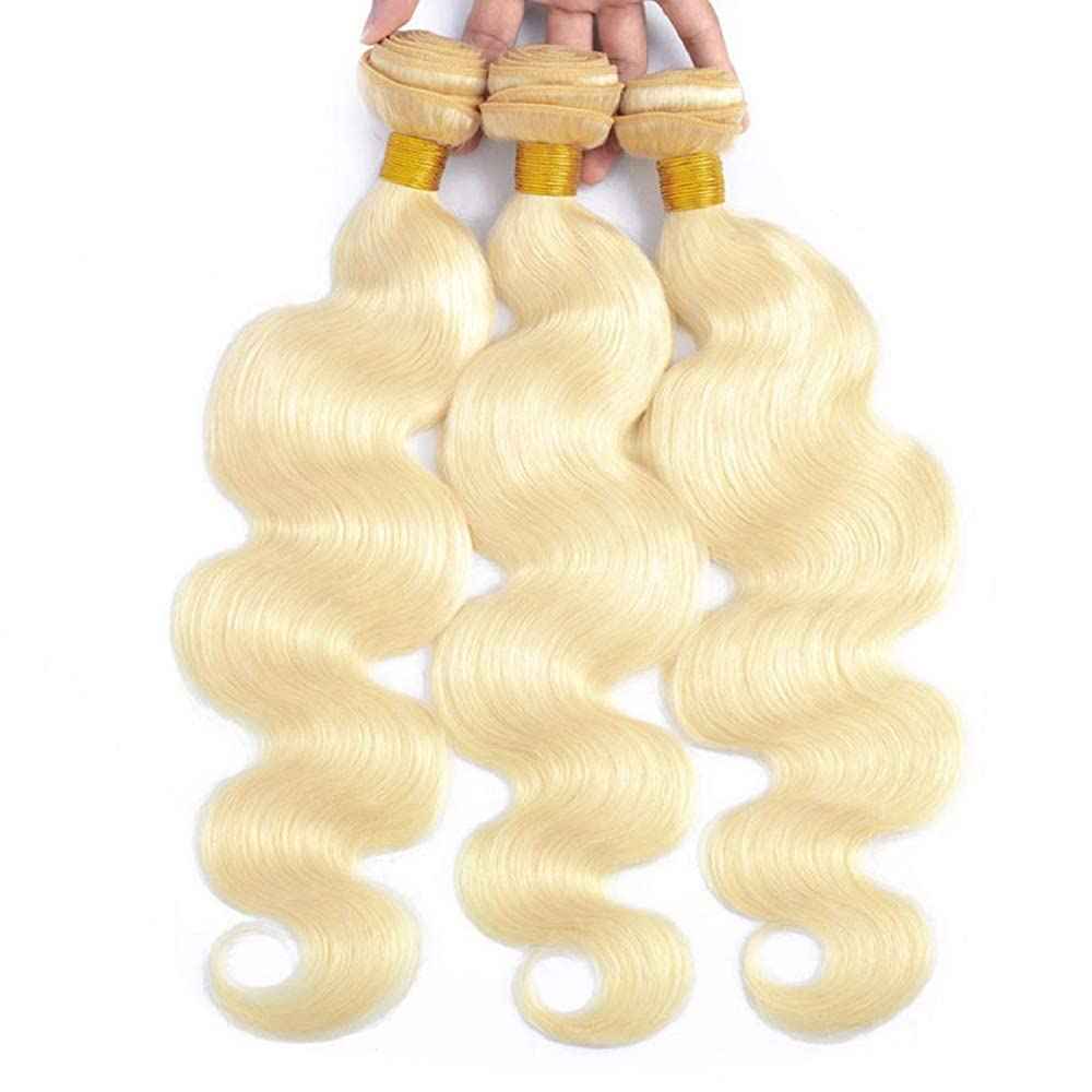 30 32 34 Inch Blonde Bundles Human Hair 613 Body Wave Bundles Double Weft Soft Real Blonde Hair Weave Grade 8A Peruvian Virgin Hair Extensions