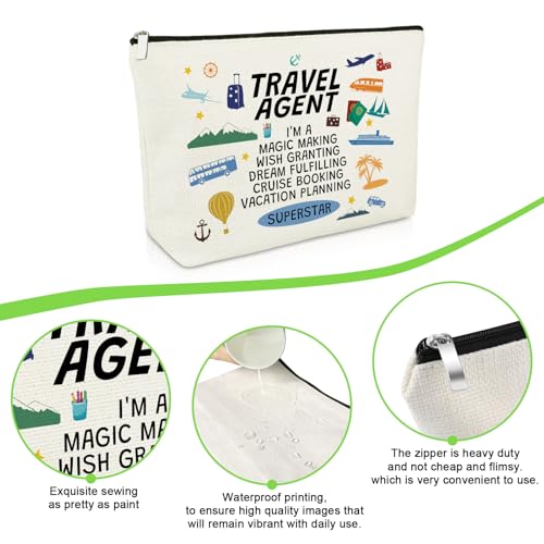 Travel Agent Makeup Bag Appreciation Gift for Travel Agent Planner Advisor Coworker Coametic Bag Trip Lover Gifts for Woman Travelers Christmas Retirement Present Traveling Cosmetic Zipper Pouch