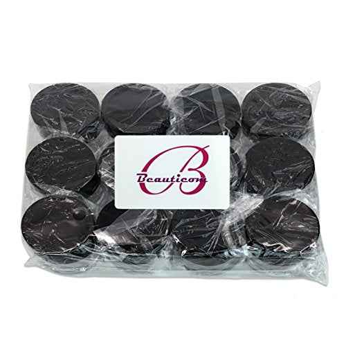 Beauticom 12 Piece 20g/20ml USA Acrylic Round Clear Jars with Lids for Lip Balms, Creams, Make Up, Cosmetics, Samples, Ointments and other Beauty Products (Black Lid (Flat Top))