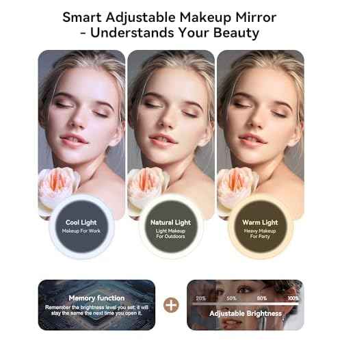 JUSRON Travel Makeup Bag With LED Mirror,Train Case with Light up Mirror, Portable Makeup Artist Organizer Bag with Adjustable Dividers (Black, Large)