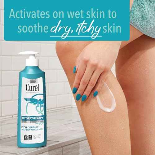 Curel Itch Defense In Shower Lotion for Sensitive and Dry Skin, Hydra Therapy Body Lotion with Vitamin E, Fast-Absorbing Ceramide Moisturizer, Repairs Moisture Barrier, Unscented, 12 Oz (Pack of 2)