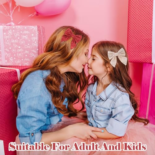 2Pcs Christmas Bow Claw Clips for Women Girls, Metal Claw Clips Glitter Bow Hair Clips Non Slip Strong Hold Fashion Hair Accessories for Women Girls Kids (Red and Gold)