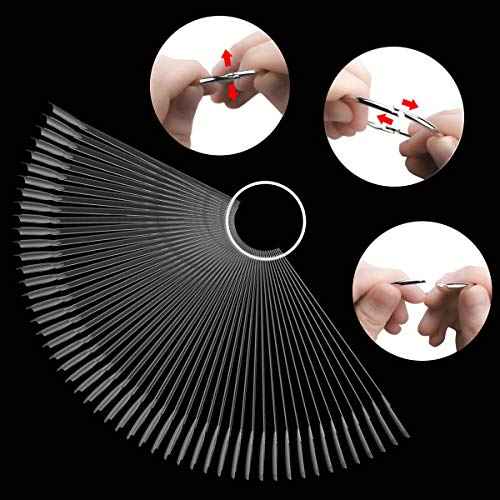 2 Set 100 Tips Clear Nail Art Swatches Sticks Polish Board Display Practice Sticks Tool Transparent Fan-shaped Nail Art Tips False Nail Sticks with Metal Screw Ring Plastic Christmas Gift
