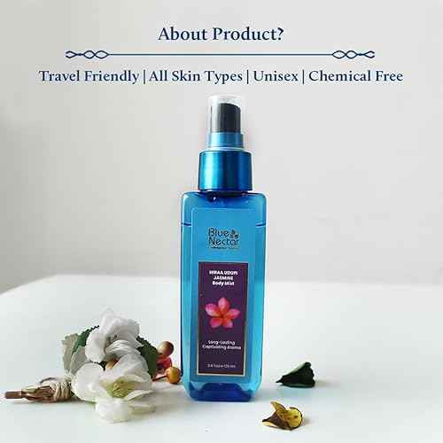 Blue Nectar Niraa Udupi Jasmine Body Mist for Long-Lasting Freshness and Relaxation (3.38 fl oz)