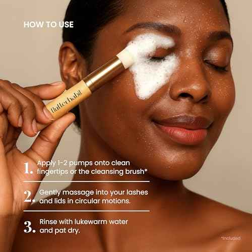 FlutterHabit Lash Shampoo, Gentle Foaming Eyelash Extension Cleanser, Lash Extension Cleanser Gently Removes Waterproof Makeup, Dirt, & Oil from Multi-Day Lashes, For Professional & Home Use (50ml)