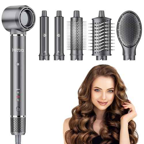 6-in-1 Ionic Hot Air Styler, Powerful High Speed Hair Dryer Brush, Auto Wrap Curler for Fast Drying, Volumizing&Straightening for Multi Styler, Cool Shot Button-No Heat Damage,Gift for All Hair-Travel