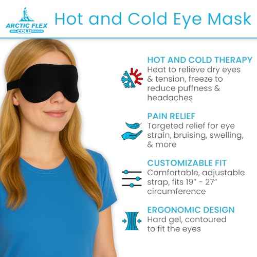Arctic Flex Cooling Eye Mask - for Migraine, Puffy Eyes, Sleeping, Headaches - Gel Cold Compress for Eyes - Reusable and Freezable for Women & Men - Hot and Cold Therapy - After Surgery Ice Treatment