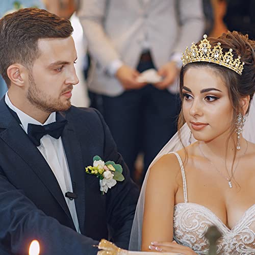 AOPRIE King & Queen Artemis Tiara and Crown for Women Men Crystal Hair Accessories for Wedding Prom Bridal Birthday Party Halloween Costume Christmas Gifts Gold Princess Tiara for Girls Boys
