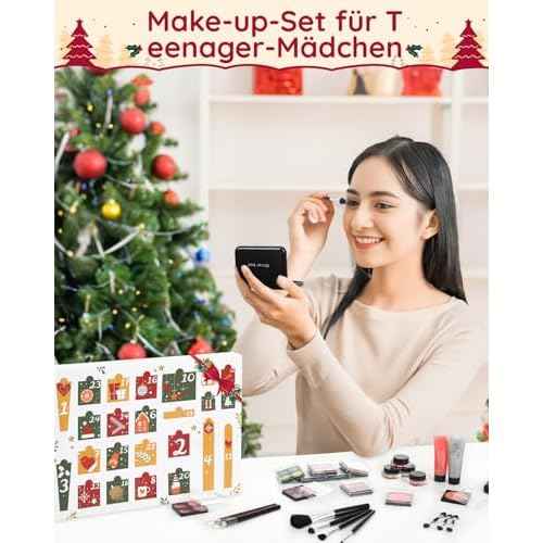 Christmas Makeup Advent Calendar 2025 for Teens Girls, 30pcs Advent Beauty Calendar, 24 Days Christmas Countdown Calendar Makeup Gift Set, Xmas Gift Box for Teens Girls Full Kit