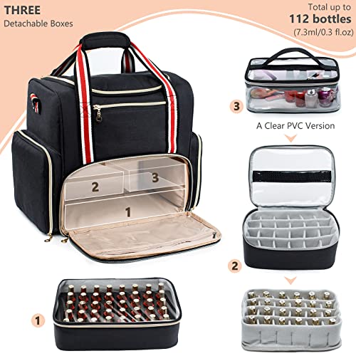 Large Nail Polish Organizer Holds 80 Bottles(15ml - 0.5 fl.oz) with 3 Removable Nail Polish Cases,Nail Organizers and Storage for Nail Tech Suppliers