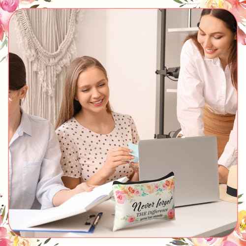 Kacctyen 20 Pcs Christmas Inspirational Gifts 10 Canvas Cosmetic Bags 10 Mirrors Thank You Makeup Bags Travel Toiletry Pouch Bulk for Church Women Teacher Coworker Employee Coworker Mothers