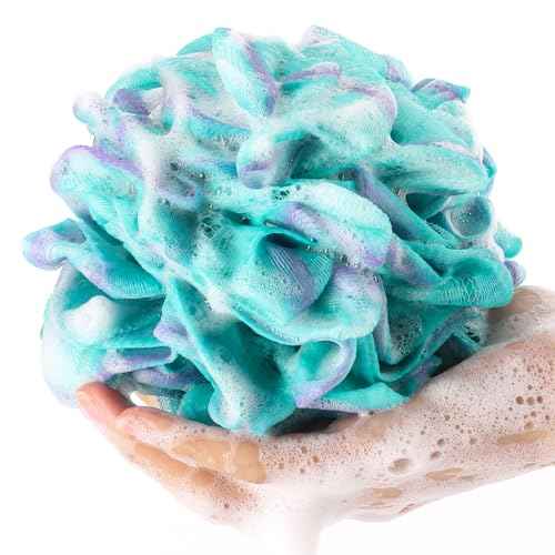 BTYMS Loofah Sponge 60 Gram Shower Pouf Bath Scrunchies Shower Puff Exfoliating Body Wash Scrubber Bath Puffs for Washing - Set of 4
